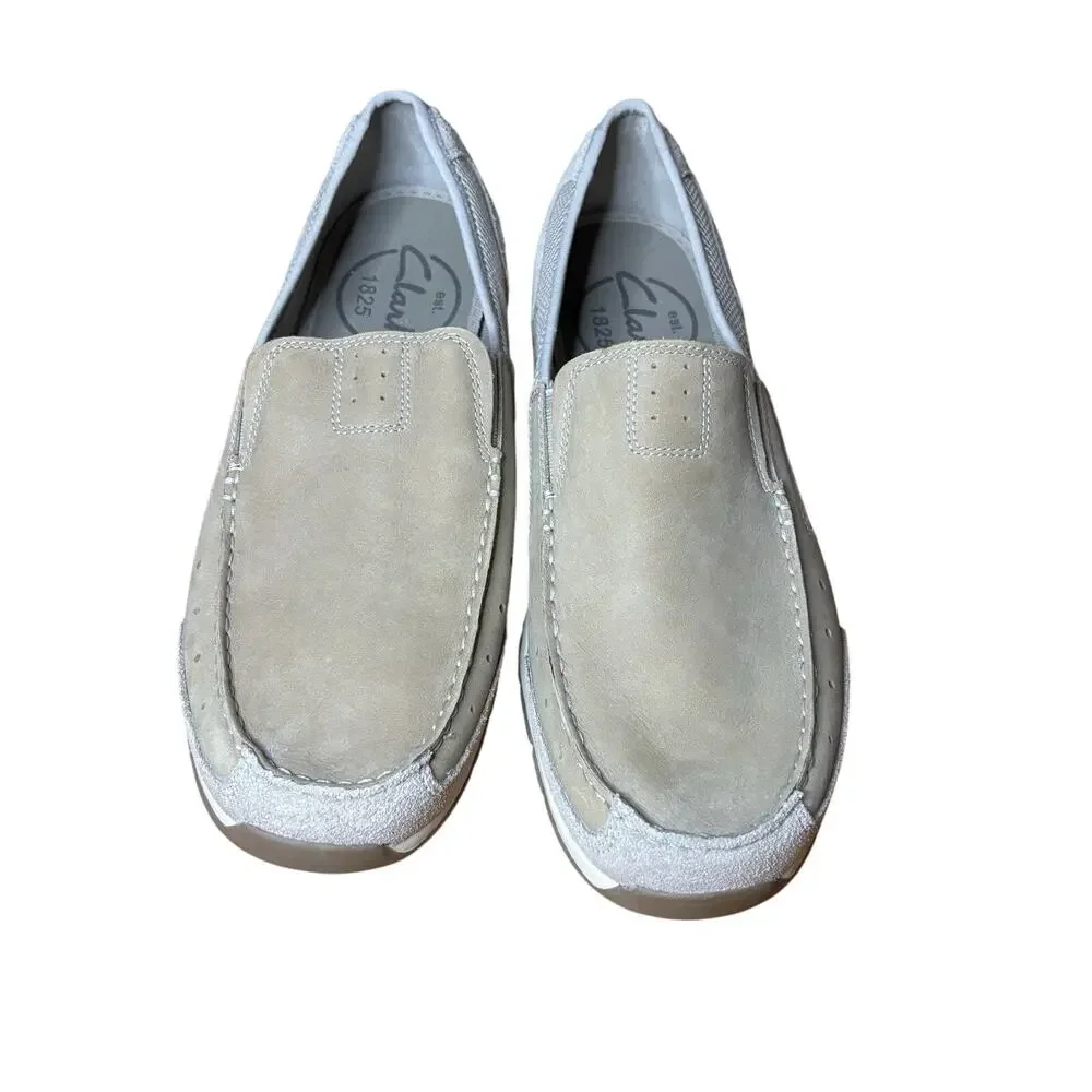 Clarks Armada Mens 11 M Beige Leather Casual Loafers Slip On Shoes Comfort